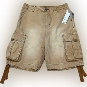 BDG Urban Outfitters Cargo Shorts Tan Frayed Utility Size 32